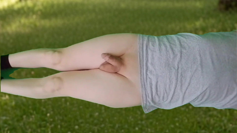 Kitty_Cross: 888 White Pretty Femboy on Green Grass Booty Soft Body...