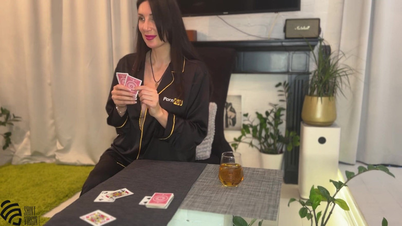 LizaVirgin: Undressing card game with a hot milf