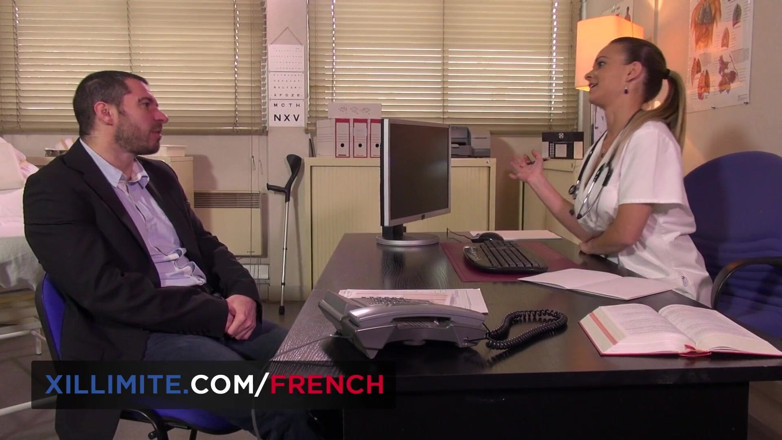French girls at work: Busty doctor Tiffany Leiddi sex with patient