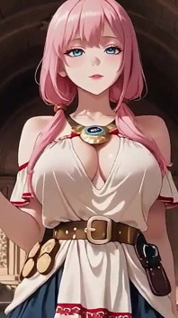 세일러 수트를 입은 수중 판타지 핑크 머리 소녀, 햇빛이 그녀의 피부를 적시면서 물을 만지는 손끝.