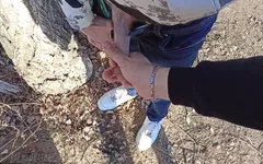 Outdoor milking of a dick, pissing with a huge hose of an impudent schmuck!
