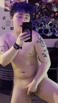 Ftm Trans Man in Mirror Nude Masturbating