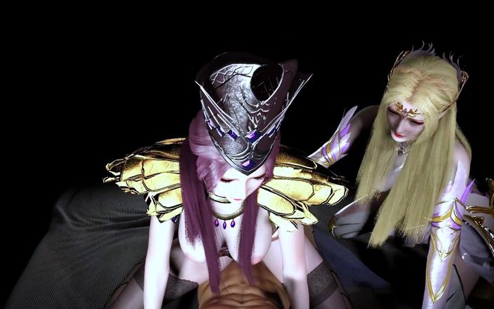 X Hentai: Královna a princezna slouží velkému čůrákovi - 3D animace 274