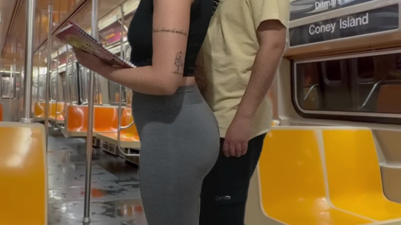Gabi SweetCouplesStories: Student Girl Gets Cum on New York Subway Train.