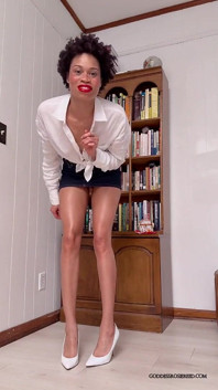Ebony Femdom Library Leg Worship JOI: Bratty Tall Goddess Makes You Stroke in Secret- 1080p HD Vertical