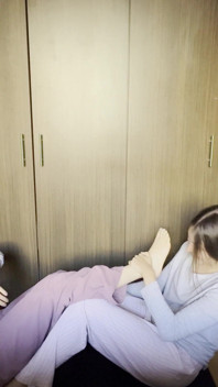 레즈비언 여자 풋 레슬링