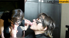 Les Gourmands: MILFka v sexy černém oblečení dostává velký výstřik na obličej při...