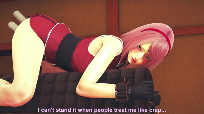 Waifu club 3D: Double vibrator in Sakura's ass and pussy