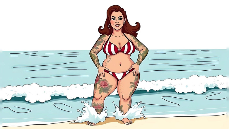 AI Porn: Ai Tattoo Art - Wanita Bikini Bengkung