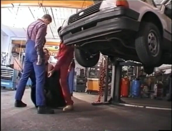Genuine XXX: Crazy cum sluts fuck team of mechanics part 1