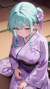 Mor kimono tanrıçası! Kırmızı Torii kapısının altındaki ıslaklığı kaldıramıyorum