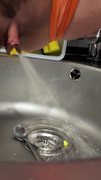 Latina Girl Desperate Had to Pee Into the Sink in Swimsuit
