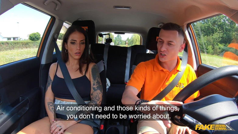 Fake Driving School: Spanish Babe Has Lesson Hijacked