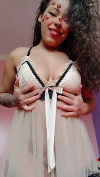 Brunette in Transparent Nightgown Without Panties