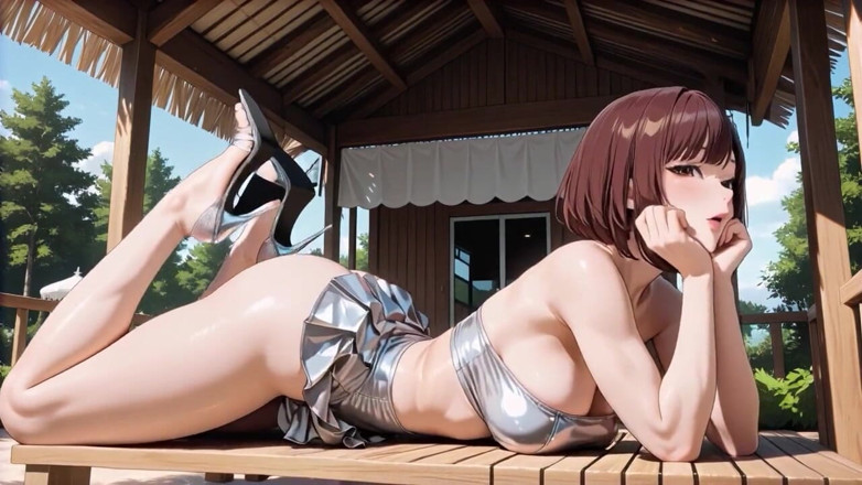 Tay Swift X: Gros seins bruns, bikini argenté, gazebo, creampie, surcharge d’Ahegao, yeux...