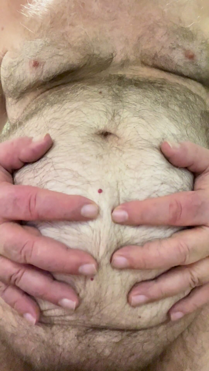Coach Karl dude lodge: Coach Karl Rubs His Furry Belly for You 6940
