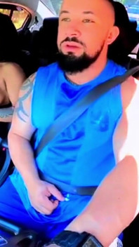 No Shame! Natzinha Flashing Her Tits in Traffic and Rubbing Herself.