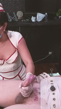 Latex Nurse Dominafire Sounds & Milks Bound Slave in Segufix