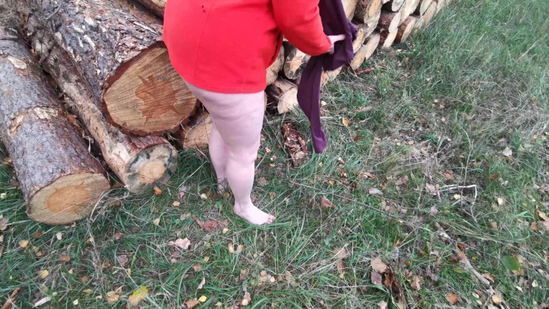 Bouncy Tits Action: Completely Naked Tit Punishment in the Woods