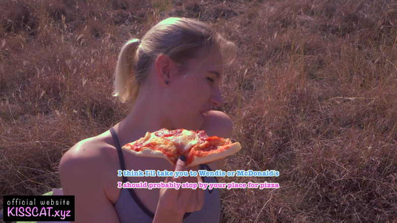 KissCat: Agent pickup 18 babe for pizza / outdoor sex and sloppy blowjob