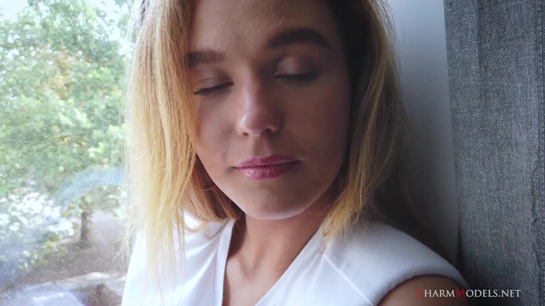 CharmModels: Busty Babe Denise with a Wet T-shirt at the Window