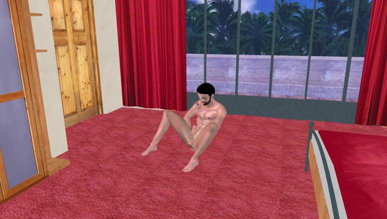 LustMen: Animated 3D gay porno - hübscher mann schüttelt schwanz auf bett und...