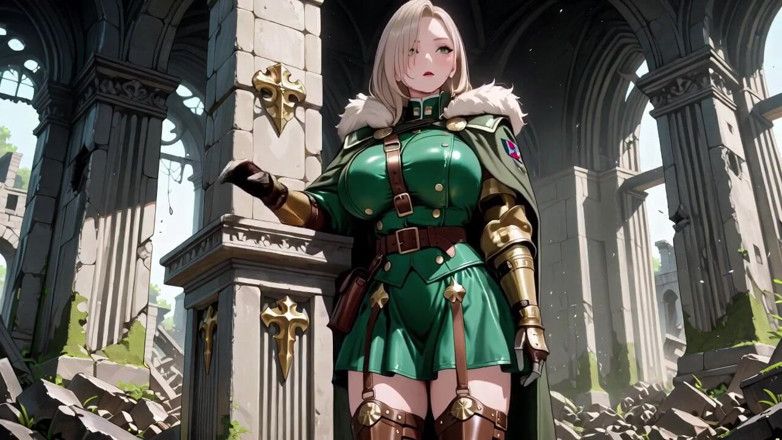 Tay Swift X: Blonde Knight's Afternoon! Green Uniform Golden Mechanical Arms, Lazily Contemplating...
