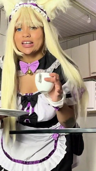 Pembantu rumah Catgirl yang pemalu kentut untuk Tuan - Cosplay Cafe Pembantu Rumah Sudut pandangan pertama