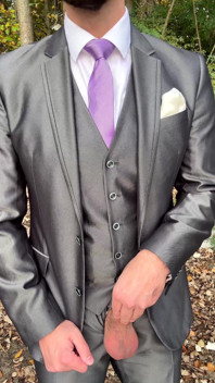Public Outdoor Masturbation in a Shiny Suit