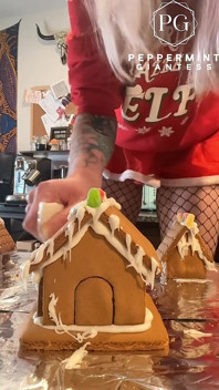 73 Giantess in 8-inch Heels Decorates a Gingerbread Village