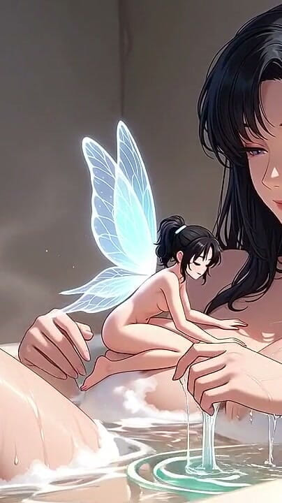 Sultry Pixels 3D: La bellezza dai capelli corvini giganti gioca con una piccola...