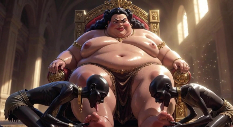 Anime Hentai: Huge BBW Mistress Foot Worship - Slaves Licking Her Feet to...