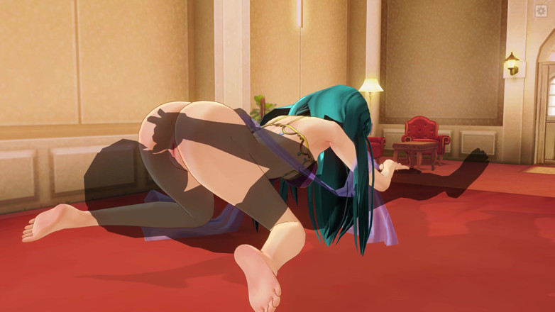 H3DC: 3D Hentai mädchen mit blauen haaren fickt in 69 position