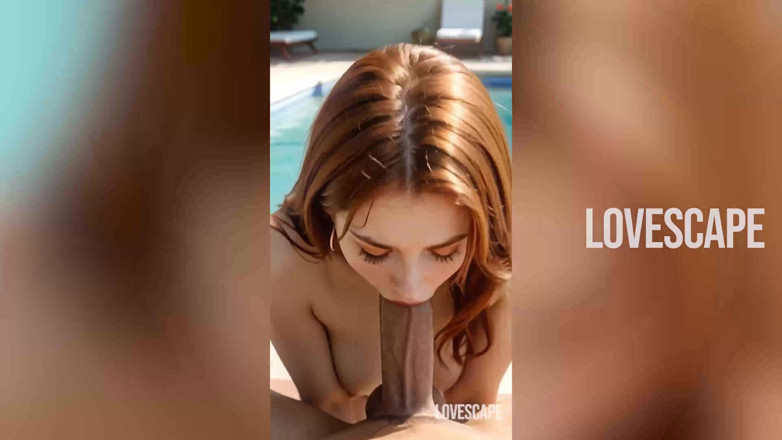 Lovescape: Ginger hottie phun nước mạnh trong khi đụ bên hồ bơi...