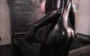 Arya Grander: Black Latex Rubber Catsuit Solo Video of Beautiful Blonde Arya...