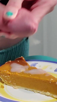 Rikki Ocean Covers Her Pumpkin Pie with Her Special Hand-whipped Cream and Enjoys Every Bite