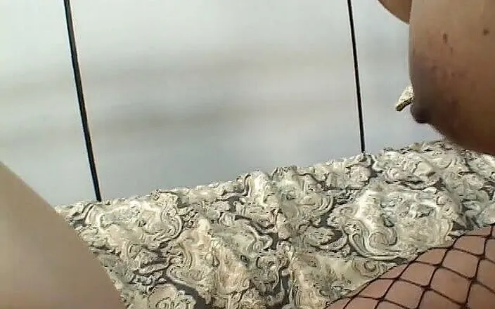 Girls Allowed: Ebony chick in fishnet loves eating white pussy