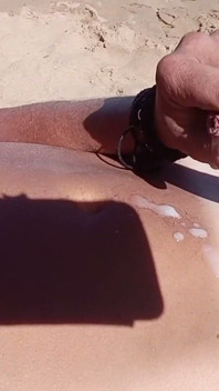 A Sexy Guy on the Beach Masturbates and Swallows His Semen.