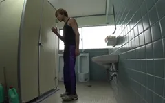 Creampie Fuck Session in Outdoor Restrooms at the Training Camps in a Remote Area