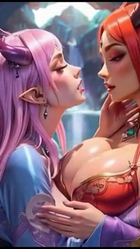 2. film, kraliçe 2 kızdan öpücük istiyor ve zıplayan meme, ai animasyon