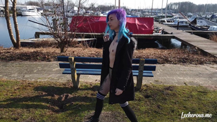 Lecherous: Alisha flashing and getting naked at the marina