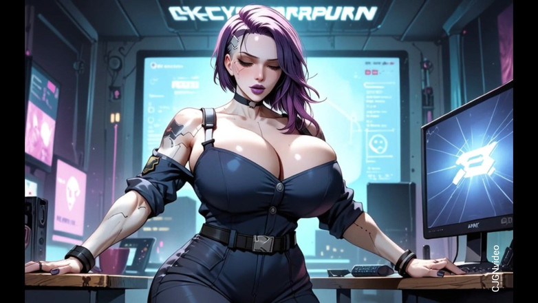 Hot girl dancing: Cyberpunk Dívka se svléká v kanceláři (ai Animation)