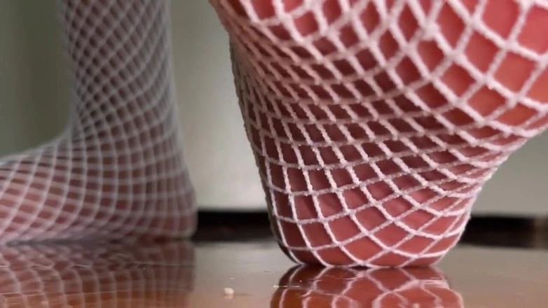 Pink Foxx: Pink Foxx Pedicure Feet in Fishnets