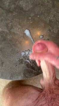 John North Bursts His Huge Load Over His Coffee Table