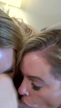 Two Busty Blondes in Matching Lingerie Sweet Vickie & Sierra Spunk Share Keiran's Load