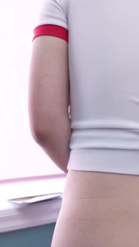 Busty Girlfriend Role-playing in Black Stockings