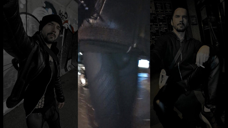 kinkygaynudist: Rainy walk panas (garter dan bulge megging)