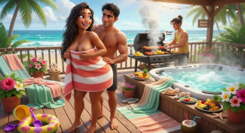 My night collection: Hemlig sommarvärme i jacuzzi i strandhuset med min partners närmaste...