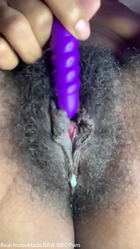 Close up Stimulating My Big Clit Hairy Pussy Creaming