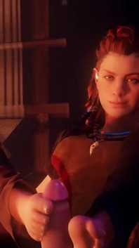 Aloy From Horizon Forbidden West Caressing a Hard Cock with Her Feet